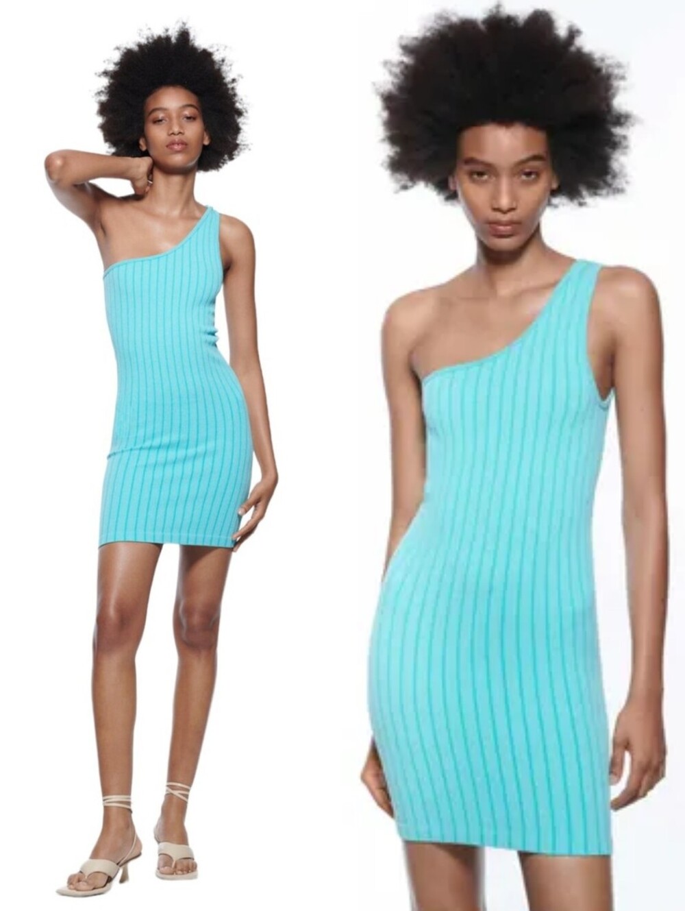 Zara Turquoise One Shoulder Mini Dress
